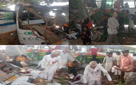 आगरा-बाह रोड पर दो बसों की भीषण भिड़ंत, 25 घायल