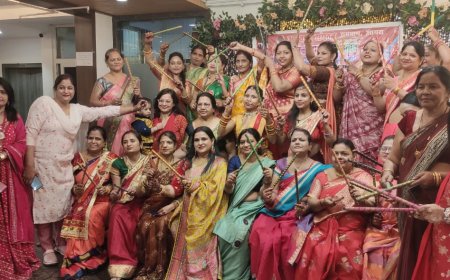 दुल्हन रूप में सखियों ने डांडिया उत्सव में खूब किया धमाल