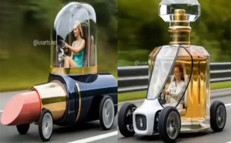 PHOTO SLIDE : किसी में लगी लिपिस्टिक, कोई परफ्यूम के आकार की, आगरा में आपके इर्द—गिर्द ये अजीब कारें दिखें तो चौंकिएगा मत!