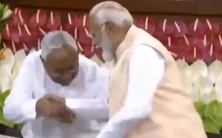 नीतीश कुमार ने फिर छू लिए पीएम मोदी के पैर