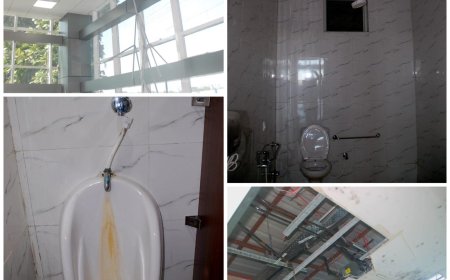 फंक्शनल होने से पहले ही एयरपोर्ट के वेटिंग लाउंज की फाल्स सीलिंग लटकी