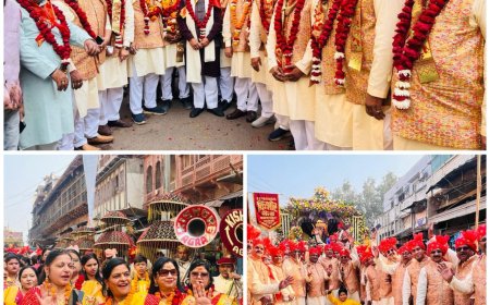 गिरधर के दर्शन की बारी है, पीत ध्वजाओं और जयकारों के साथ निकली भव्य आमंत्रण यात्रा