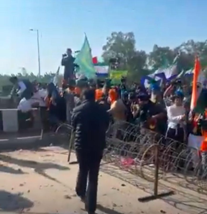 किसान दिल्ली पैदल मार्च पर अड़े, पुलिस ने किया मिर्ची स्प्रे, इंटरनेट सेवा बंद