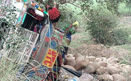 बाइक पर सवार परिवार को ट्रक ने टक्कर मारी, चार घायल