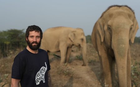 ट्रायथलॉन एथलीट मिच हचक्राफ्ट हाथी संरक्षण केंद्र पहुंचे, रीफ्यूज टू राइड का समर्थन