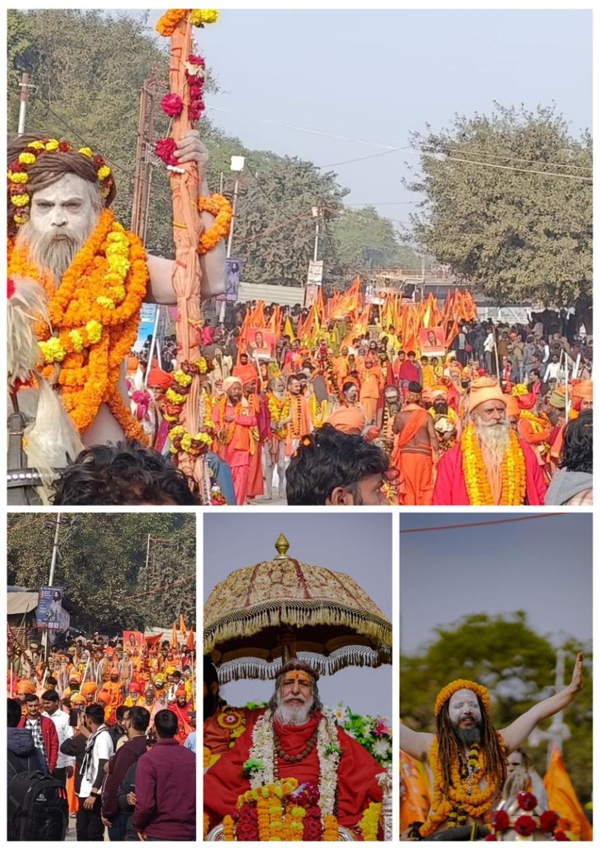 नागा संन्यासियों को लेकर महाकुम्भ क्षेत्र पहुंचा श्री शंभू पंच दशनाम अटल अखाड़ा