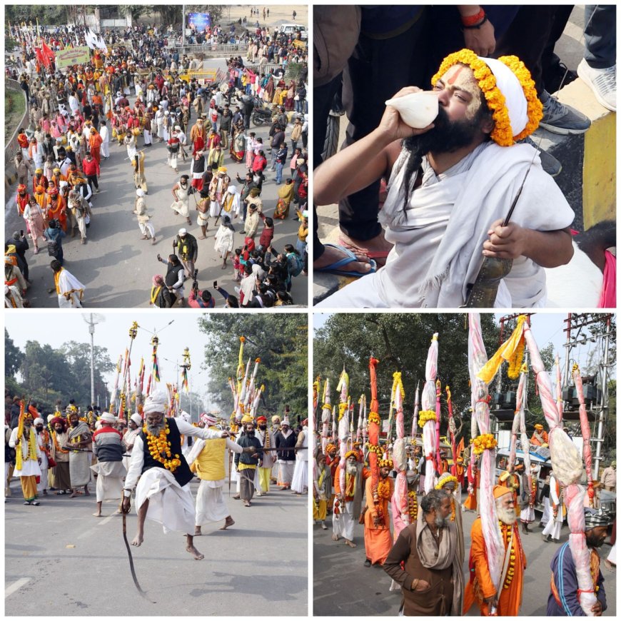 शैव अखाड़ों के महाकुम्भ नगर में छावनी प्रवेश के बाद वैष्णव अखाड़ों का हुआ भव्य प्रवेश