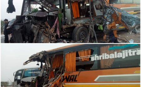 एक्सप्रेसवे पर खड़े ट्रक में जा घुसी यात्री बस, चार मरे, डेढ़ दर्जन घायल