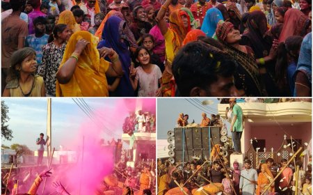 दिगनेर के श्रीमनः कामेश्वर नाथ के डोले में बिखरा लठामार होली का आनंद