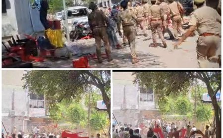 करणी सेना का सांसद सुमन के आवास पर बवाल, पुलिस से संघर्ष, लाठीचार्ज