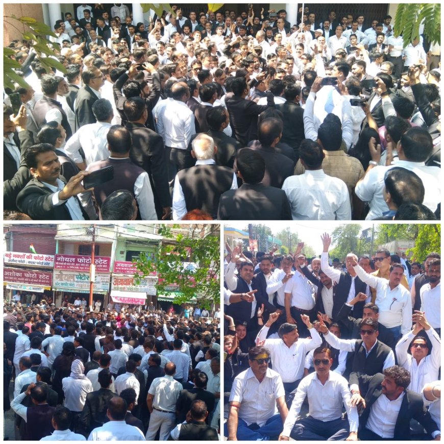 मथुरा में वकीलों का दिन भर डीएम आफिस और पुलिस लाइन पर हंगामा, दरोगा घायल