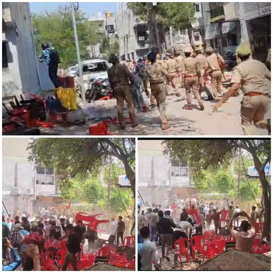 करणी सेना का सांसद सुमन के आवास पर बवाल, पुलिस से संघर्ष, लाठीचार्ज