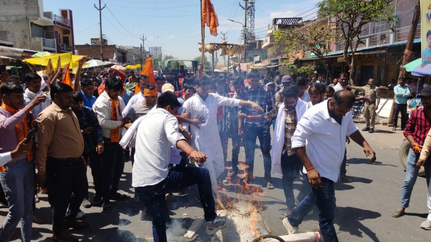 एबीवीपी ने प्रदर्शन कर फूंका सपा सांसद रामजीलाल सुमन का पुतला
