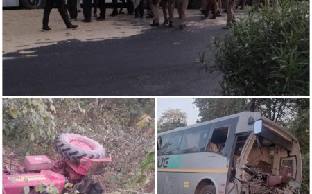 आज तड़के जयपुर हाईवे पर बस ट्रैक्टर-ट्राली में जा घुसी, एक युवक की मौत