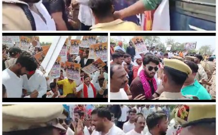 सांसद सुमन की राणा सांगा पर टिप्पणी को लेकर लखनऊ में प्रदर्शन