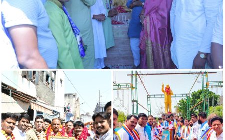 डॉ. अम्बेडकर जयंती पर भाजपाइयों ने निकाली प्रभातफेरी, प्रतिमाओं पर किया माल्यार्पण