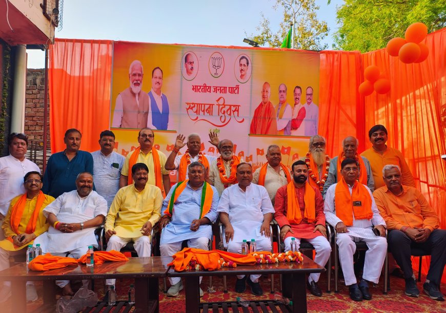 भाजपा के स्थापना दिवस कार्यक्रम में जनसंघ के पुराने कार्यकर्ताओं का हुआ सम्मान