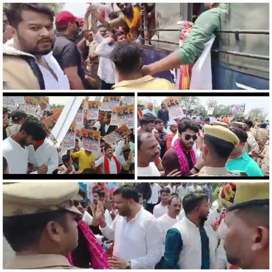 सांसद सुमन की राणा सांगा पर टिप्पणी को लेकर लखनऊ में प्रदर्शन