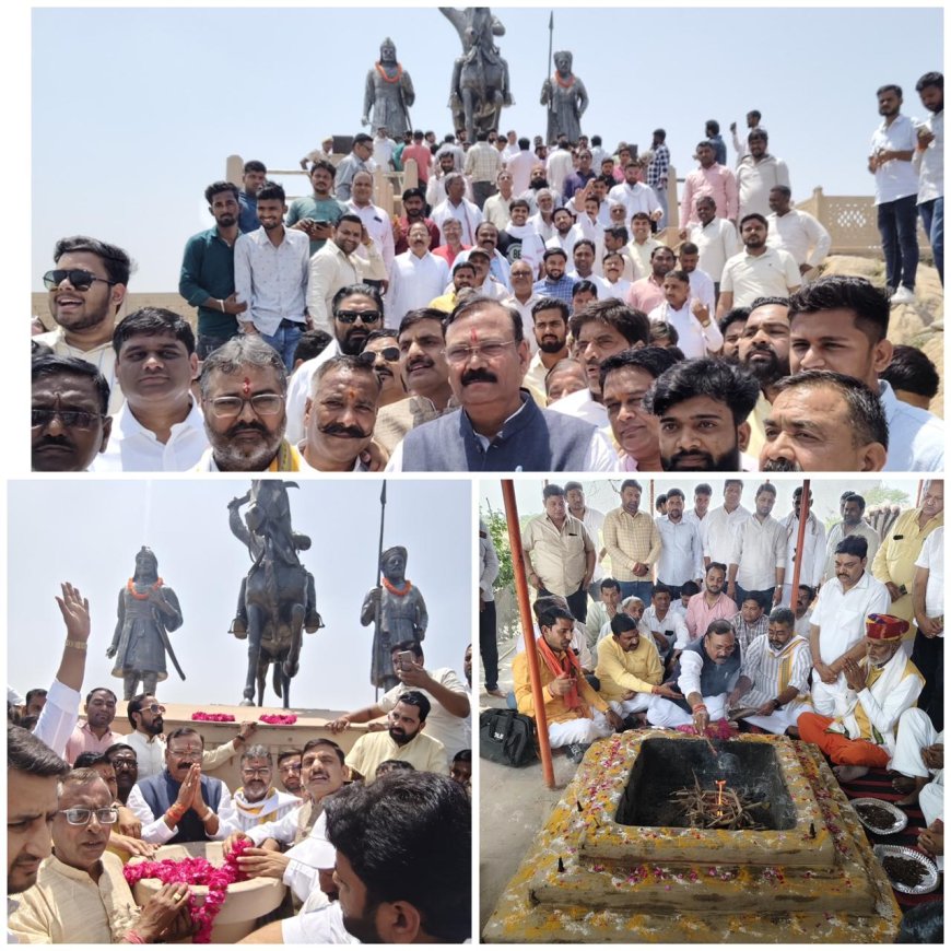 खानवा के मैदान पर पहुंचकर सांसद चाहर ने किया राणा सांगा की प्रतिमा पर माल्यार्पण