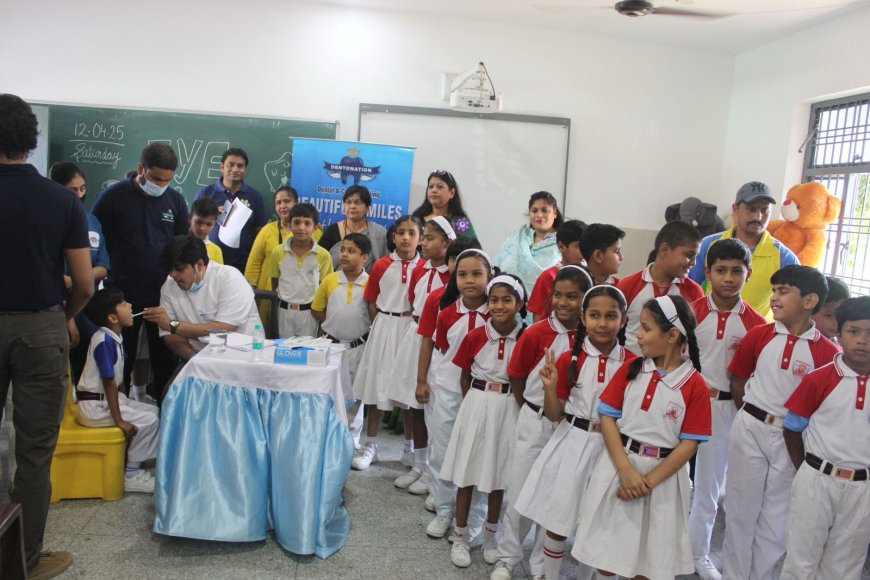 रोटरी क्लब के शिविर में शिवालिक स्कूल के बच्चों के दांतों और आंखों की जांच