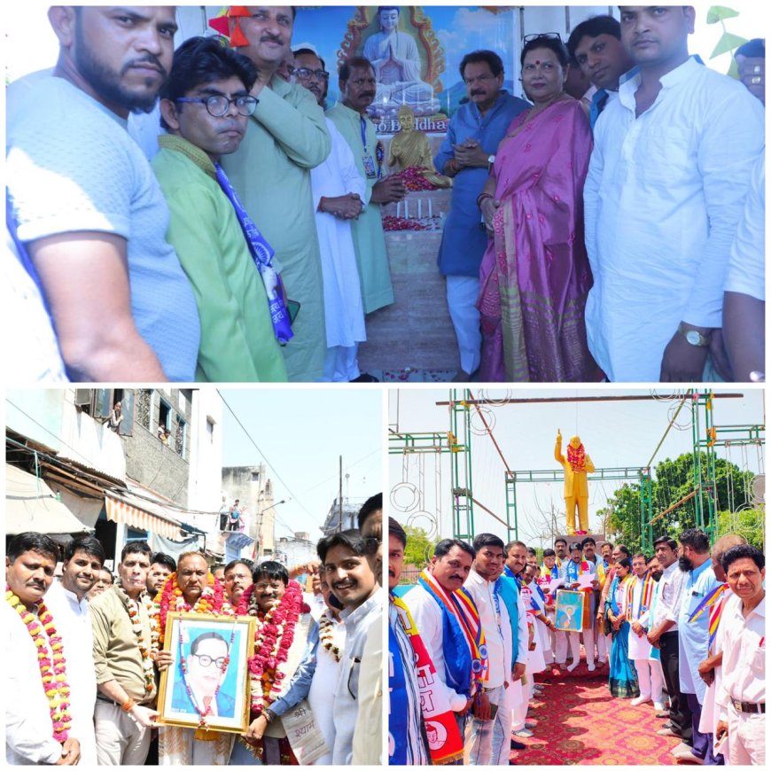 डॉ. अम्बेडकर जयंती पर भाजपाइयों ने निकाली प्रभातफेरी, प्रतिमाओं पर किया माल्यार्पण