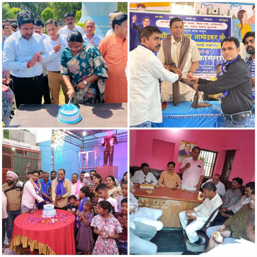 नगर निगम में केक काटकर मनाई गई बाबा साहेब की जयंती