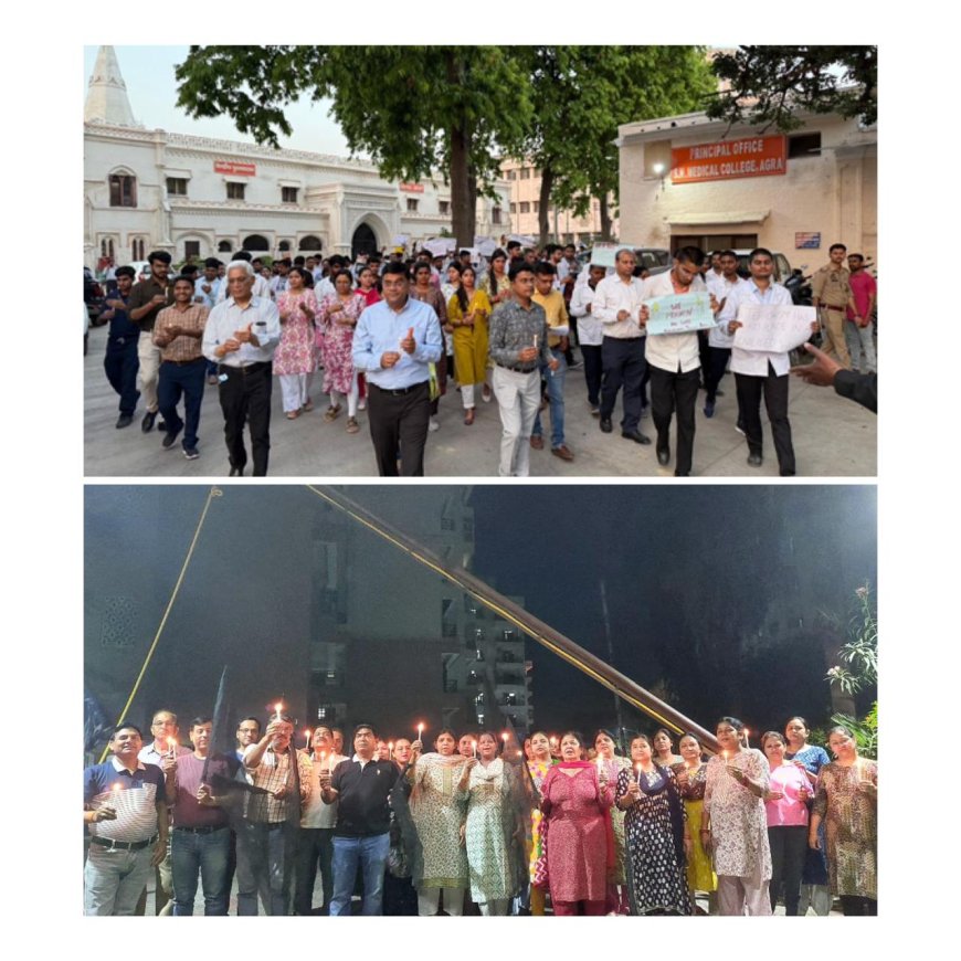 आगरा में शहर भर से उठ रहीं आतंकवाद के खिलाफ एकजुटता की आवाज़ें, पुतले फूंके गये, कैंडल मार्च