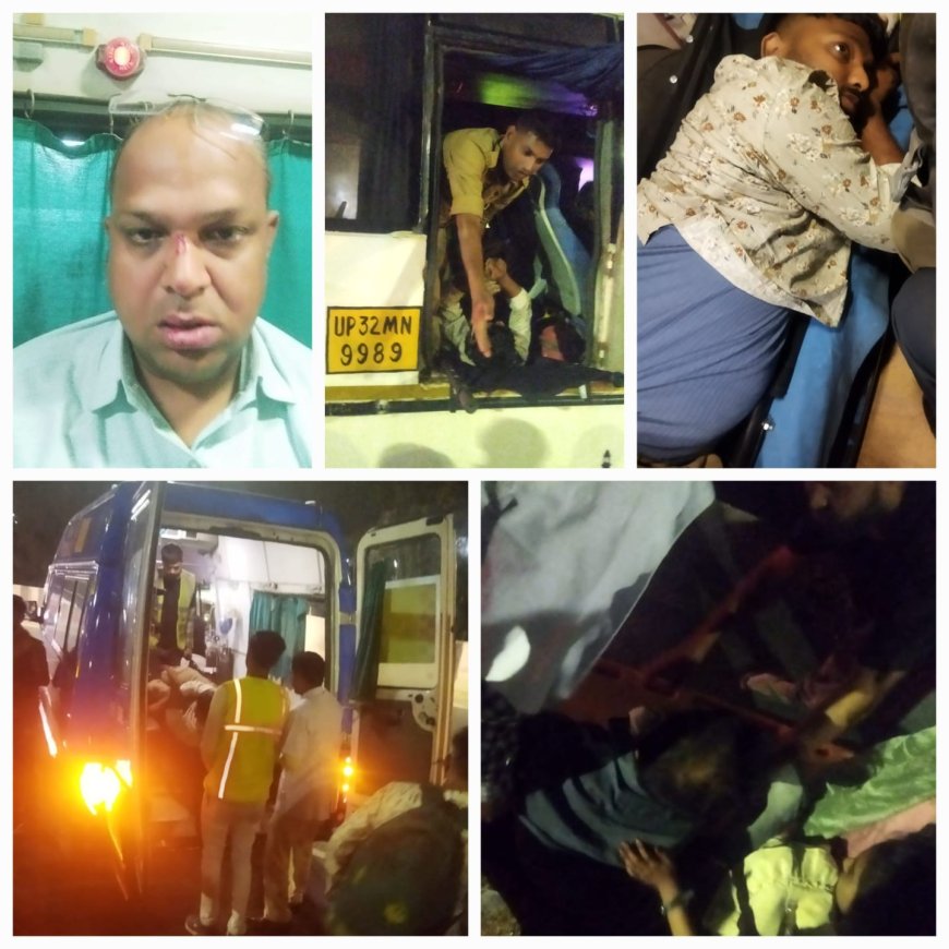 आईएसबीटी आगरा से चली जनरथ बस कानपुर में दुर्घटनाग्रस्त, दर्जनों यात्री घायल