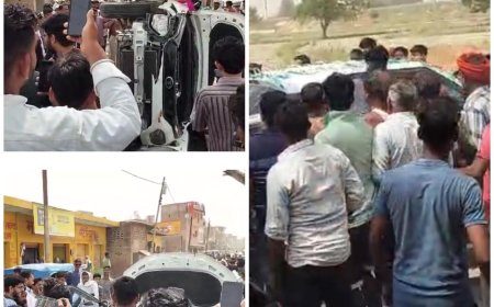 आगरा के बरहन में रफ्तार का कहर: स्कूली बच्चों को चपेट में लिया, ग्रामीणों ने की धुनाई, तोड़फोड़