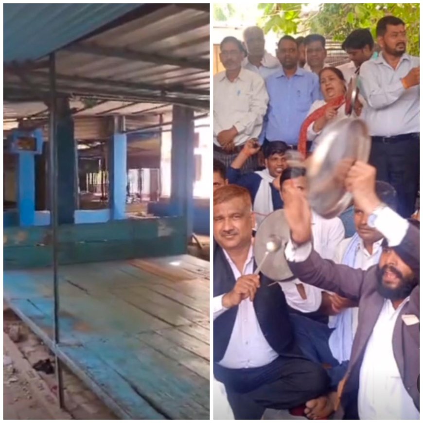 थाली-लोटे बजा कर विरोध: तहसीलों में 18वें दिन भी अधिवक्ताओं की हड़ताल जारी