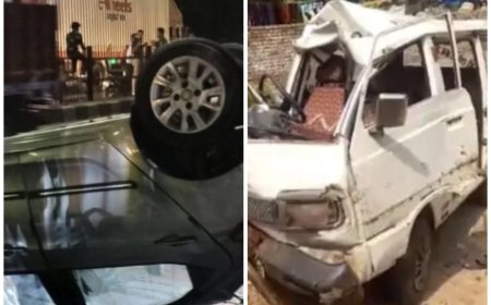आगरा में देर रात दो सड़क हादसे: एक की मौत, छह घायल; नौ  किमी तक घसीटी गई वैन