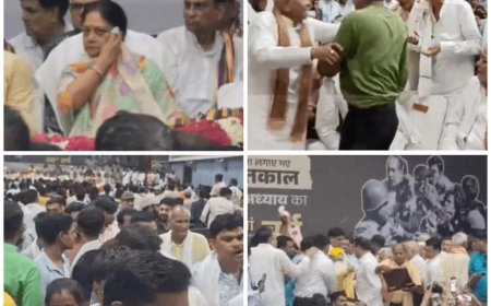 भाजपा का सम्मान कार्यक्रम बना अव्यवस्था का मंच, पसीने में डूबी रहीं वसुंधरा, मंच पर भीड़ और हंगामा