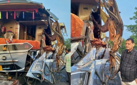 आगरा लखनऊ एक्सप्रेसवे पर ट्रक में जा घुसी डबल डेकर बस, तीन की मौत और दो घायल