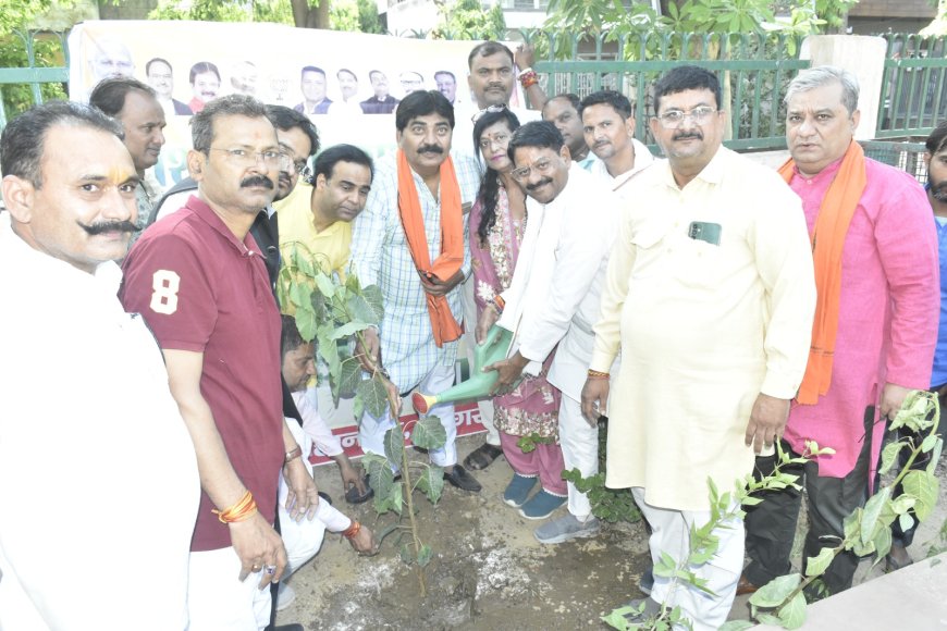 मां के नाम एक पौधा: पर्यावरण संरक्षण का संकल्प लेकर भाजपाइयों ने जयपुर हाउस पार्क में रोपे पौधे