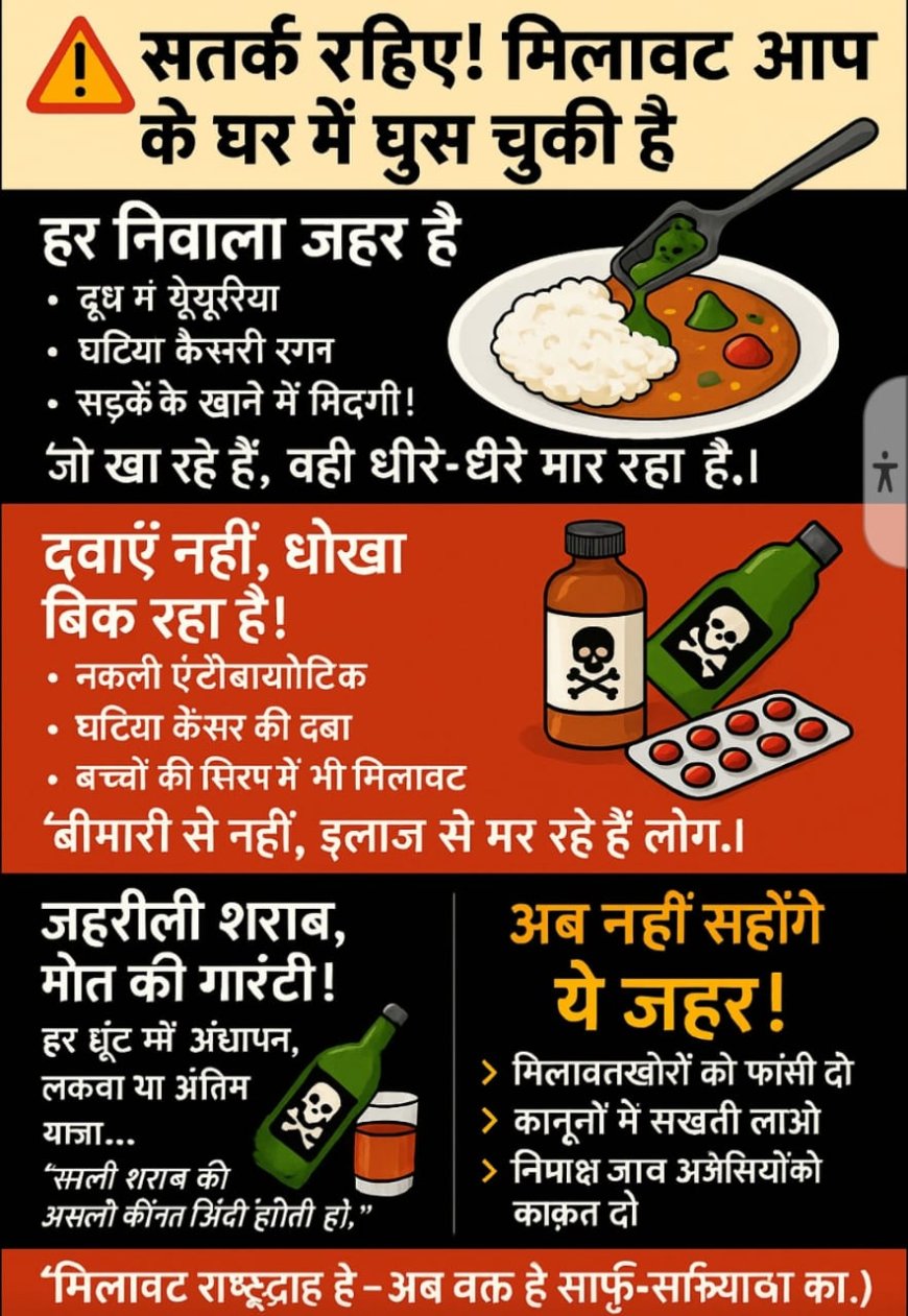 थाली में मिलावट का ज़हर और सिस्टम में सड़ांध, कौन बचाएगा भारत को?