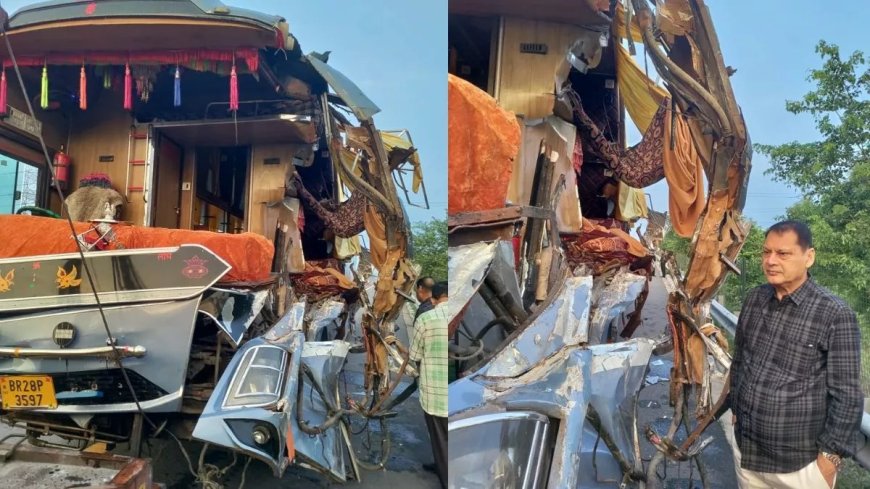 आगरा लखनऊ एक्सप्रेसवे पर ट्रक में जा घुसी डबल डेकर बस, तीन की मौत और दो घायल