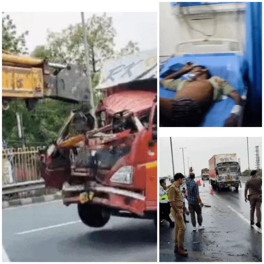 आगरा में हाईवे पर बेकाबू कंटेनर ने सफाई कर रहे मजदूरों को चपेट में लिया, पांच घायल