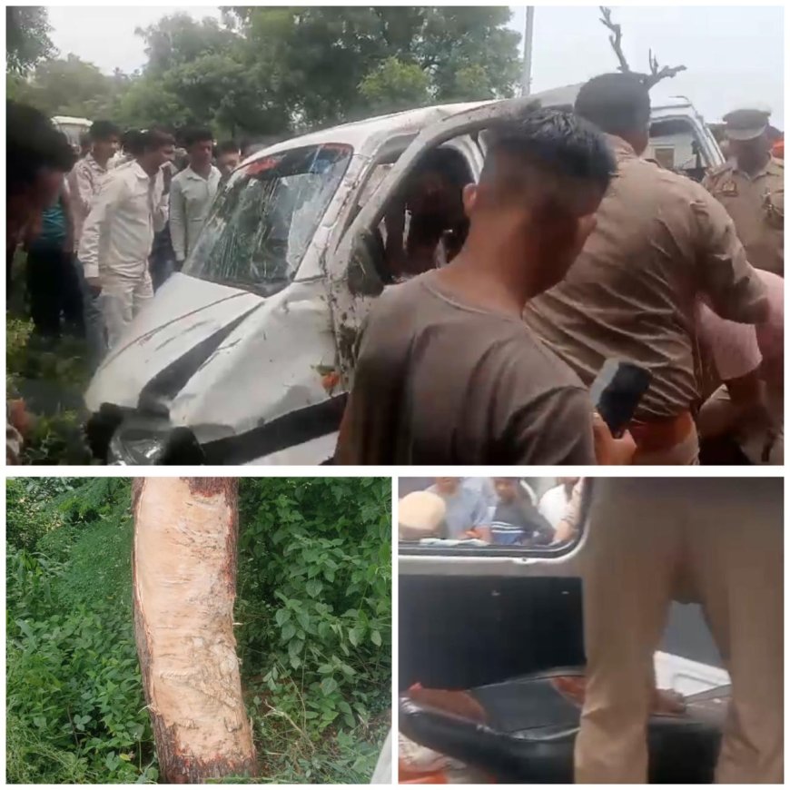 फिरोजाबाद से श्रीमनःकामेश्वर आ रहे श्रद्धालुओं की गाड़ी पेड़ से टकराई, दो महिलाओं की मौत, पांच घायल