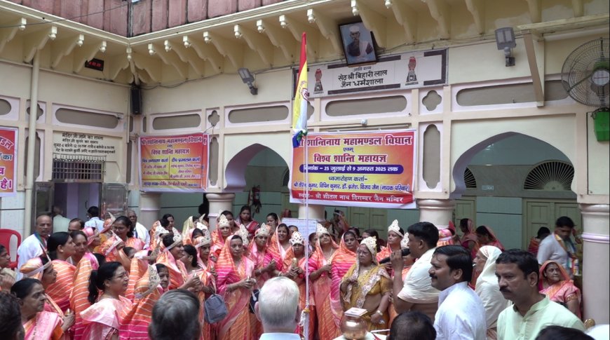 गुदड़ी मंसूर खां जैन मंदिर में घटयात्रा संग शुरू हुआ सोलह दिवसीय शांतिनाथ महामंडल विधान