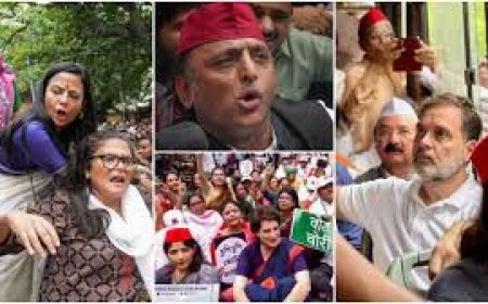 चुनाव आयोग के दफ्तर जाते समय राहुल, प्रियंका, अखिलेश समेत कई नेता हिरासत में लिए गए