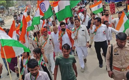 भाजपा ने अजीजपुर से धनौली तक की निकाली तिरंगा यात्रा