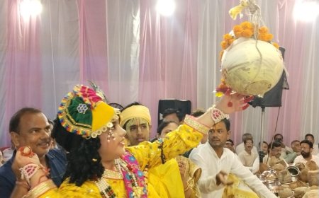 बल्केश्वर पार्क में बाल लीलाओं से गूंजा कथा पंडाल, छप्पन भोग की झांकी ने मोहा मन