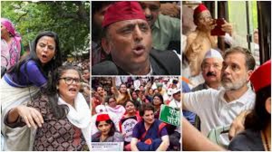 चुनाव आयोग के दफ्तर जाते समय राहुल, प्रियंका, अखिलेश समेत कई नेता हिरासत में लिए गए