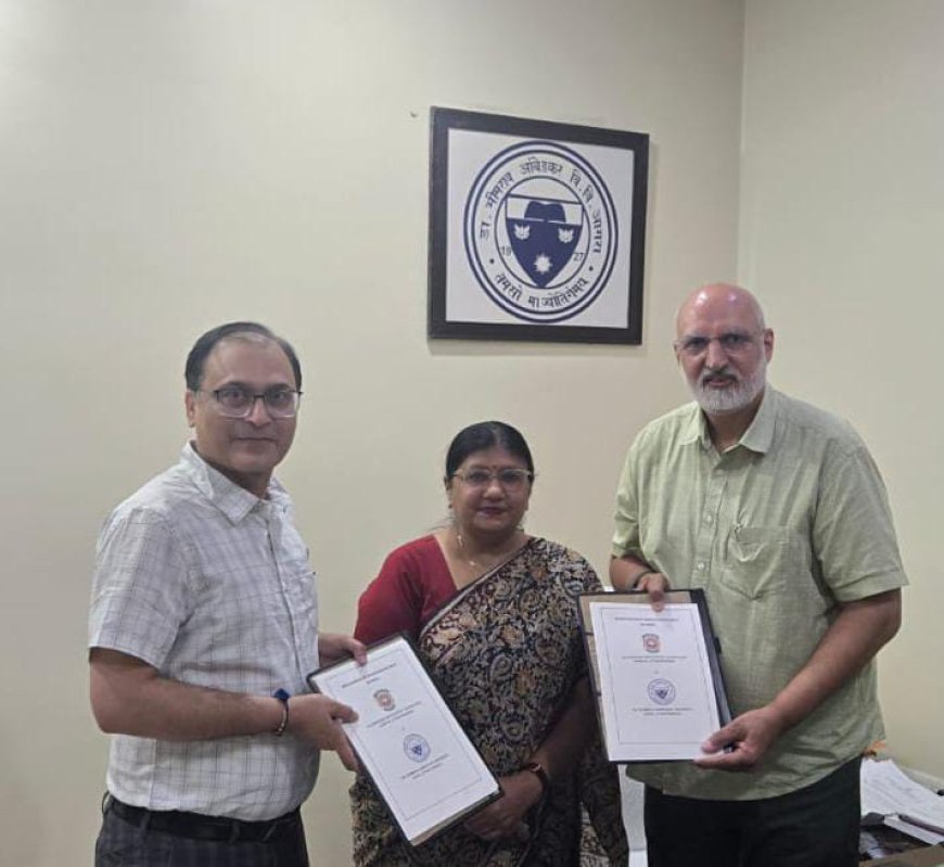 शोध सहयोग के लिए आंबेडकर यूनिवर्सिटी और एलनहाउस टेक्नोलॉजी, कानपुर के बीच एमओयू