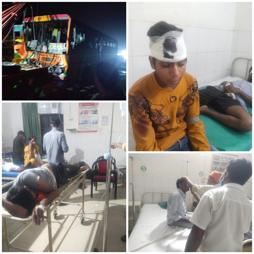आगरा-लखनऊ एक्सप्रेस वे पर रोडवेज बस पीछे से ट्रक में जा घुसी, 11 यात्री घायल
