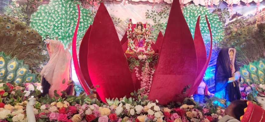 राधाष्टमीः कमलपुष्प पर विराजीं वृषभान दुलारी, गोटापट्टी की राजस्थानी पोशाक में सजे गिरधर