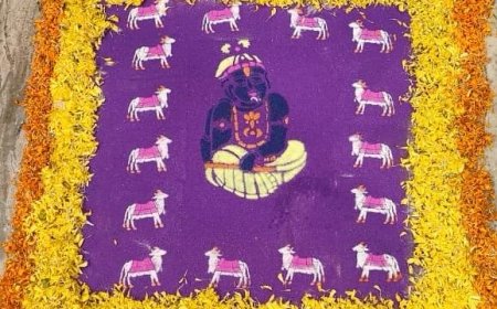 नटखट कन्हैया संग गौमाता की सजी सांझी, सूतक काल में हुआ विशेष पूजन व कीर्तन