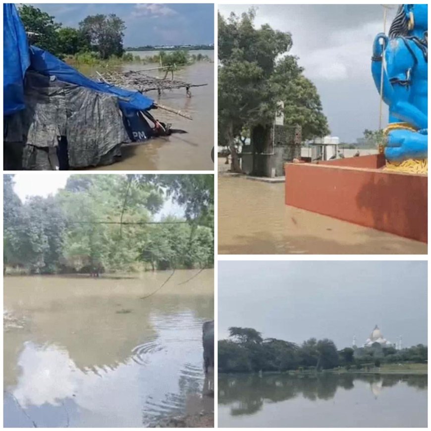 आगरा में यमुना का प्रकोप: चार तहसीलों के 40 गांवों में घुसा पानी, सैकड़ों परिवारों पर संकट