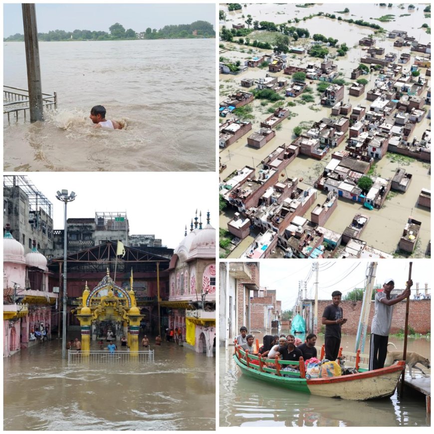 यमुना में बाढ़ से मथुरा बेहाल: घाट डूबे, खादर की कॊलोनियों के साथ दर्जनों गांव जलमग्न