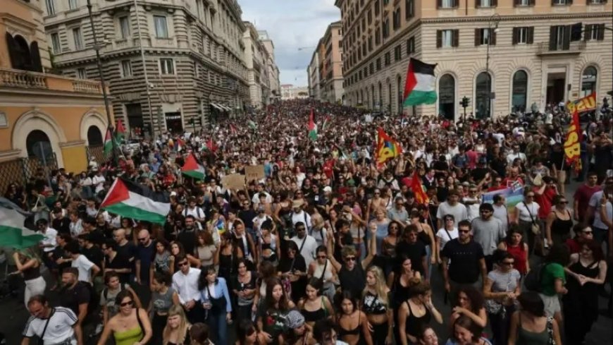 इटली में गाजा युद्ध के खिलाफ सड़कों पर उतरे लोग: ट्रेनें रोकी गईं, बंदरगाह ठहरे